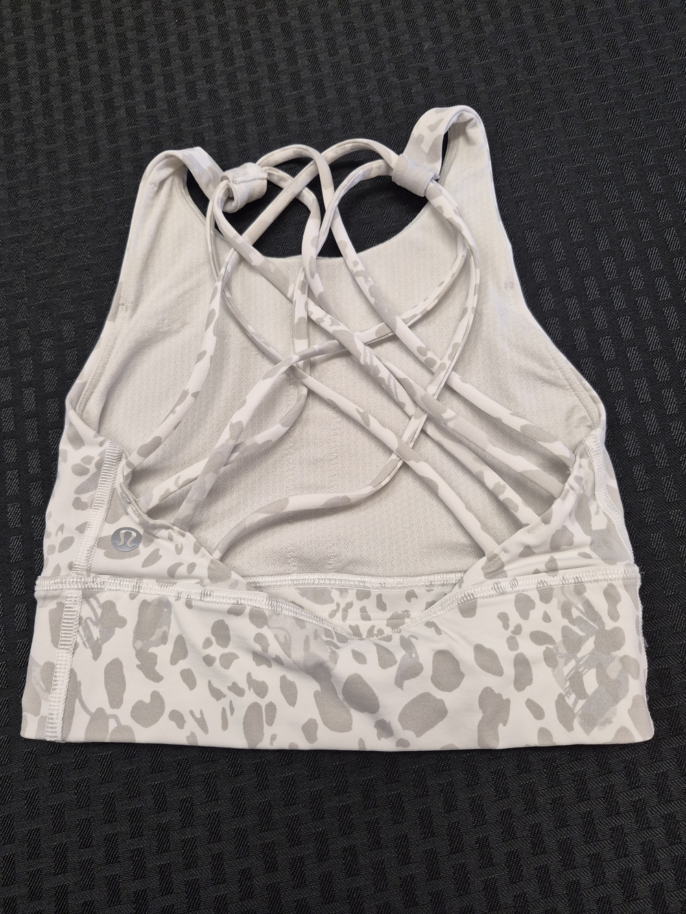 lululemon athletica High-Neck Printed Sports Bra - Light Gray & White - Picture 3 of 4
